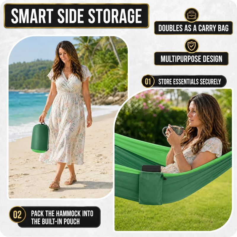 Portable Camping Hammock with Tree Straps – Lightweight Nylon Travel Hammock - 8