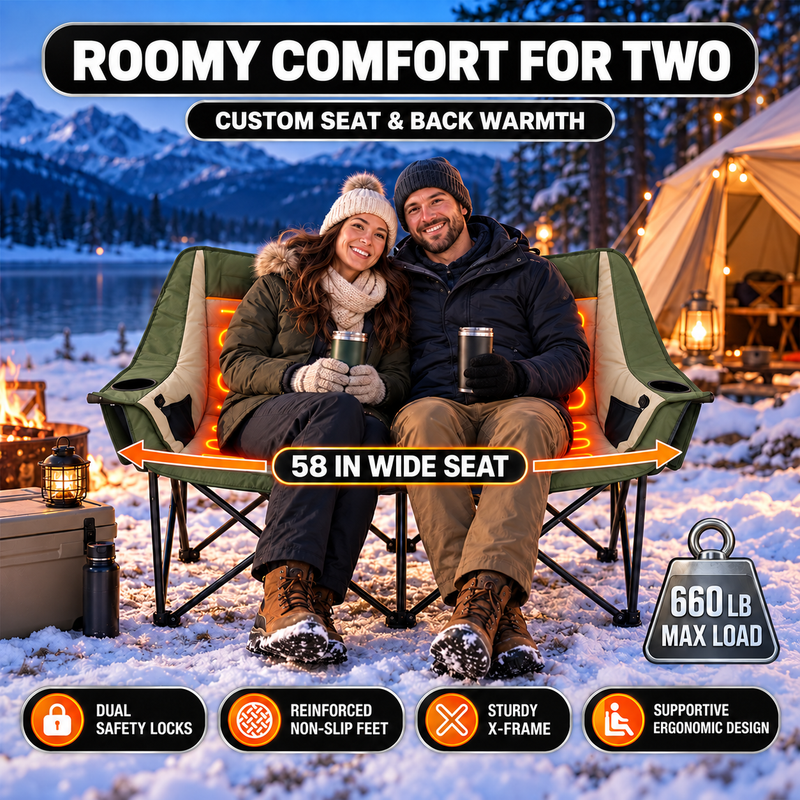 Heated Camping Chair – Single Chair & Double Loveseat Options - 8