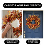 22-Inch Artificial Fall Wreath for Front Door – Berry, Pumpkin & Floral Styles - 8