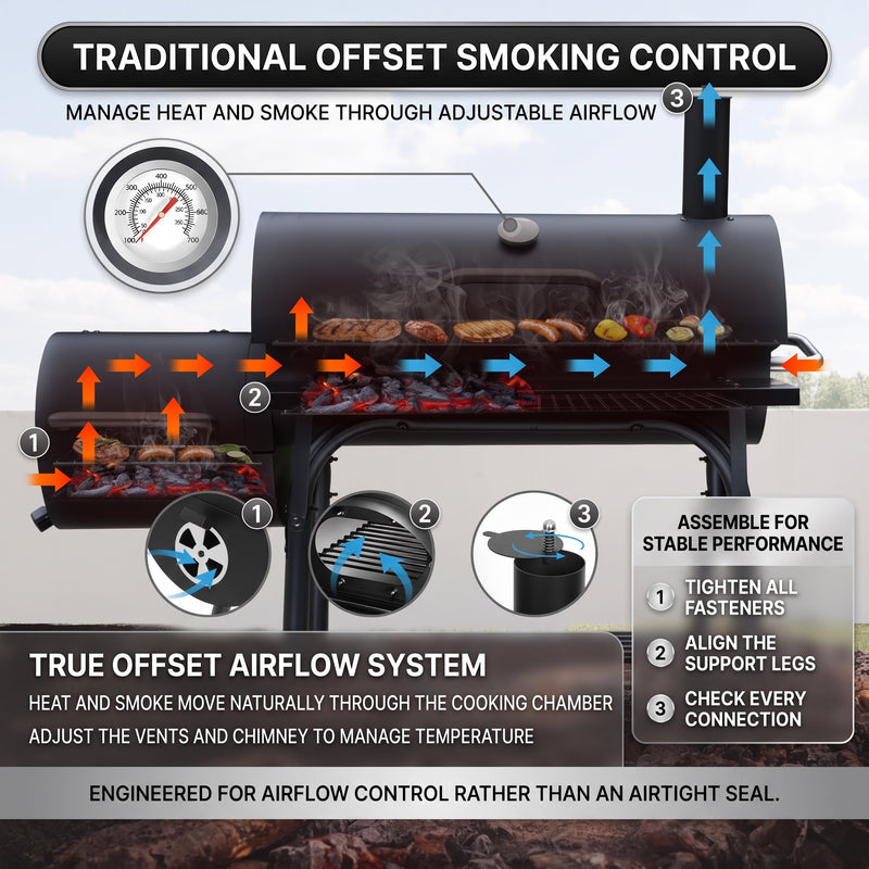 Portable Charcoal Grill with Smoking Function, Foldable Suitcase Design with Wheels, Multi-Tier Storage Rack & Waterproof Cover for Outdoor BBQ Parties - 8