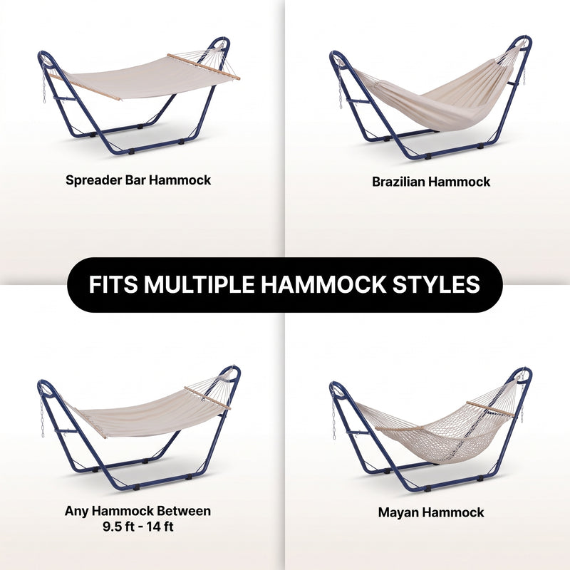 Adjustable 9-14FT Heavy-Duty Hammock Stand – 550-660LBS Outdoor/Indoor Steel Frame - 8