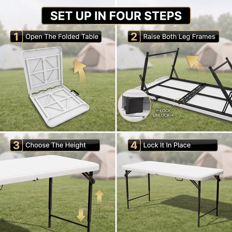 4 ft Adjustable Folding Camping Table - 8