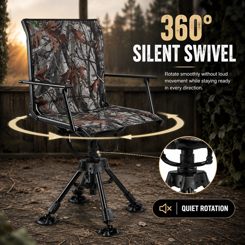 Portable Adjustable Hunting Chair with Swivel & Heated - 8