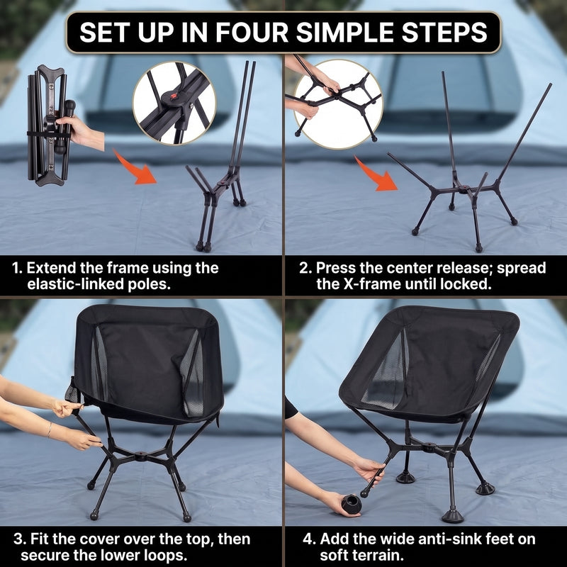 Ultralight Folding Camping Chair – Portable Outdoor High-Back Seat - 8