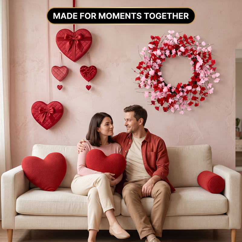VALENTINE WREATHS FOR FRONT DOOR – HEART & BERRY FLORAL WREATH FOR VALENTINE’S DAY DÉCOR - 8