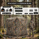 SucceBuy Hunting Blind, 270° & 360° See Through Ground Blind, 2-3 Person / 3-4 Person Pop Up Deer Blind for Hunting with Carrying Bag, Portable Tent - 8