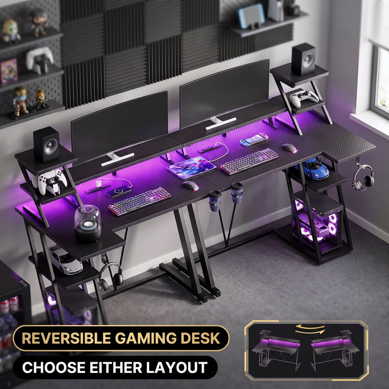 L-SHAPED GAMING DESK – LED LIGHTS & POWER OUTLETS - 8