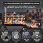 Portable Charcoal Grill with Smoking Function, Foldable Suitcase Design with Wheels, Multi-Tier Storage Rack & Waterproof Cover for Outdoor BBQ Parties - 8