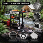 2 & 3 BURNER PORTABLE PROPANE FLAT TOP GRIDDLE – 20,000–45,000 BTU OUTDOOR GRIDDLE WITH SIDE SHELVES & CART - 8