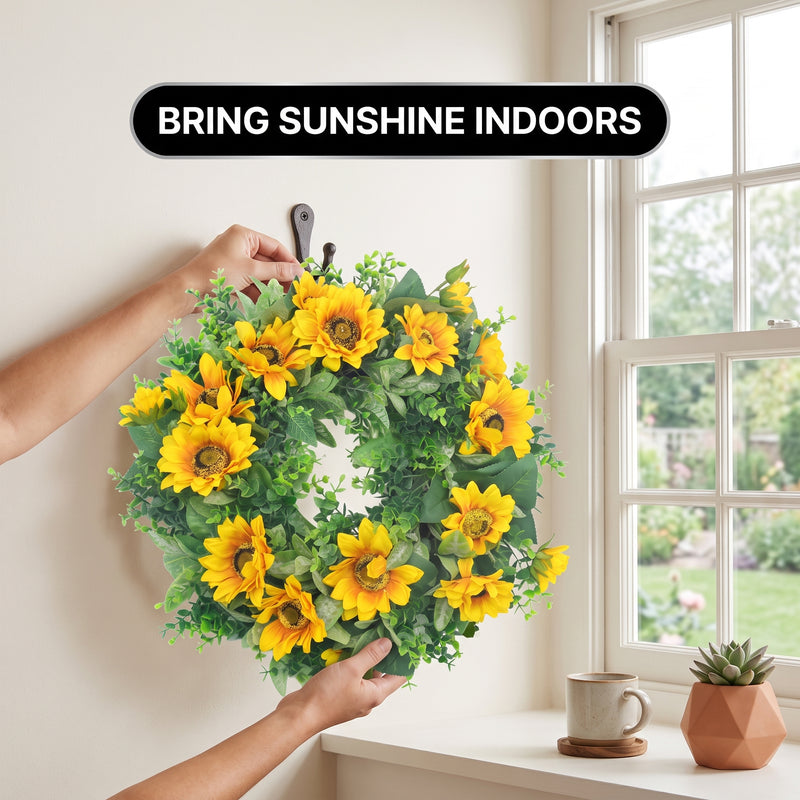 SUNFLOWER WREATH FOR FRONT DOOR – SUMMER FLORAL PORCH DÉCOR - 8
