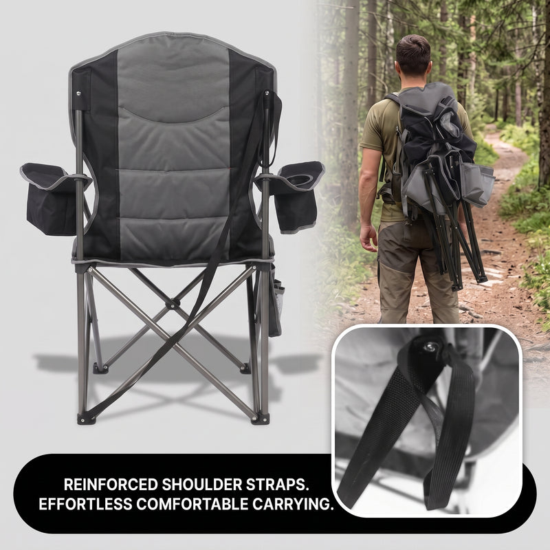 Oversized Portable Camping Chair with Lumbar Support & Cooler Bag - 8