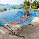 2-Person Outdoor & Indoor Hammock with Adjustable Height, Pillow & Stand – Portable, Sturdy, Colorful - 8