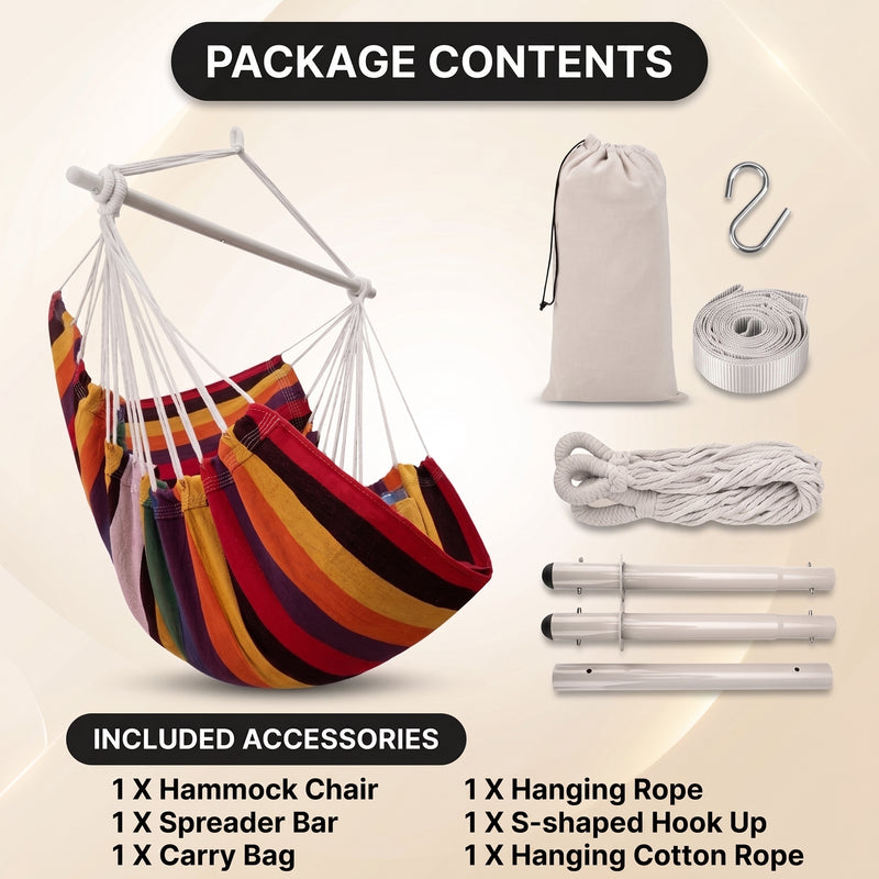 Premium Cotton Hanging Hammock Chair for Indoor & Outdoor Relaxation - 8