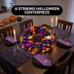 HALLOWEEN WREATH WITH LIGHTS FOR FRONT DOOR – PRE-LIT PUMPKIN, WITCH & GOTHIC PORCH DÉCOR - 8