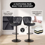 COUNTER BAR STOOLS SET OF 2 – ADJUSTABLE SWIVEL FAUX LEATHER SEATS - 8