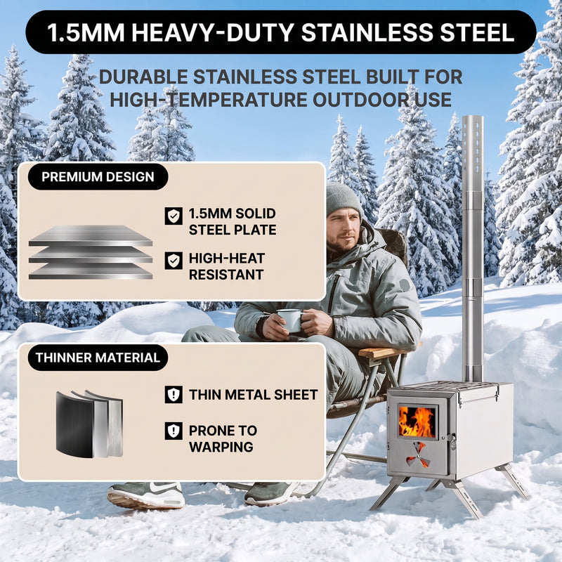 PORTABLE WOOD STOVE FOR CAMPING, TENT STOVE - 8
