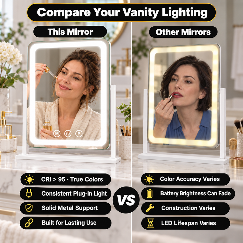 LED Vanity Mirror with Touch Dimming & Magnification - 8