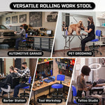 Rolling Mechanic Chair with Backrest and Footrest – Heavy Duty Shop Stool with Wheels, Adjustable Height Swivel Garage Chair - 8