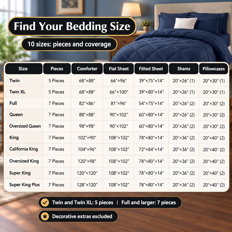 BEDDING SETS – 7-PIECE COMFORTER SET WITH SHEETS - 8