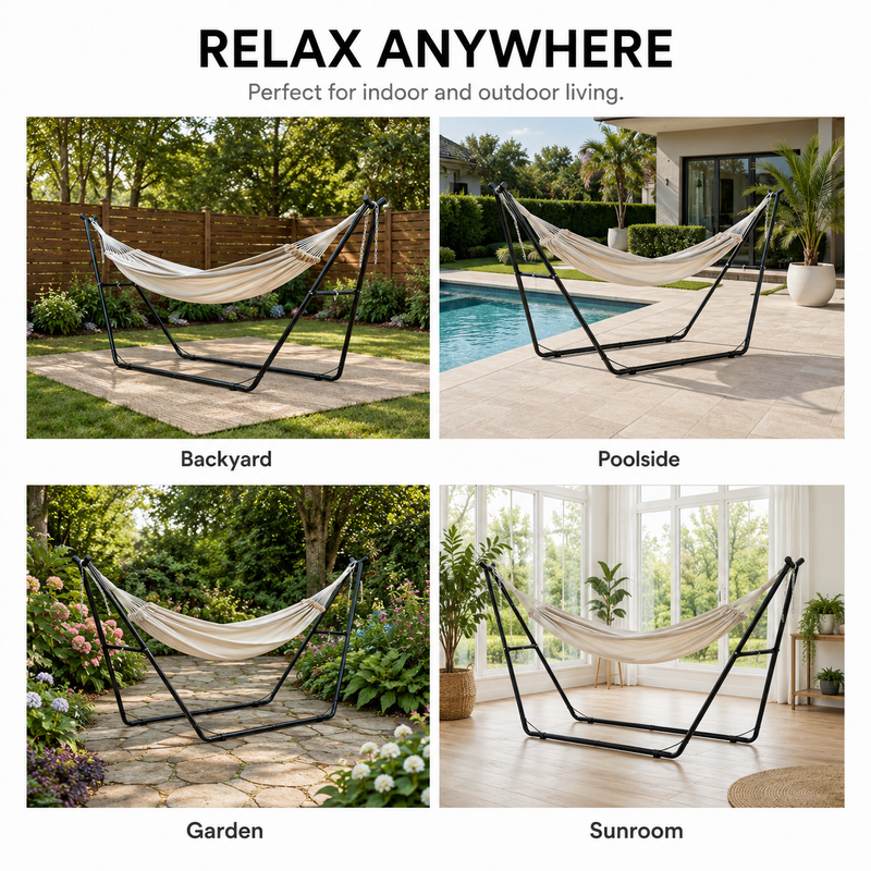Adjustable 9-14FT Heavy-Duty Hammock Stand – 550-660LBS Outdoor/Indoor Steel Frame - 8