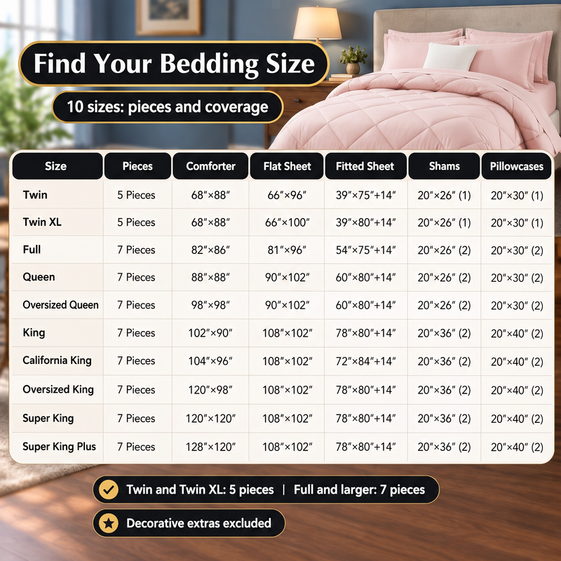 BEDDING SETS – 7-PIECE COMFORTER SET WITH SHEETS - 8