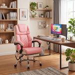 Executive Massage Office Chair with Heated Lumbar, Reclining Backrest & Extendable Footrest - 8