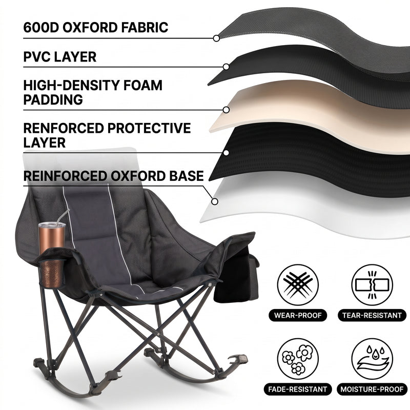 Oversized Folding Rocking Camping Chair with Padded Headrest - 8
