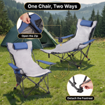 Premium Reclining Camping Chair with Footrest & Headrest – 4-Position Adjustable Recline - 8