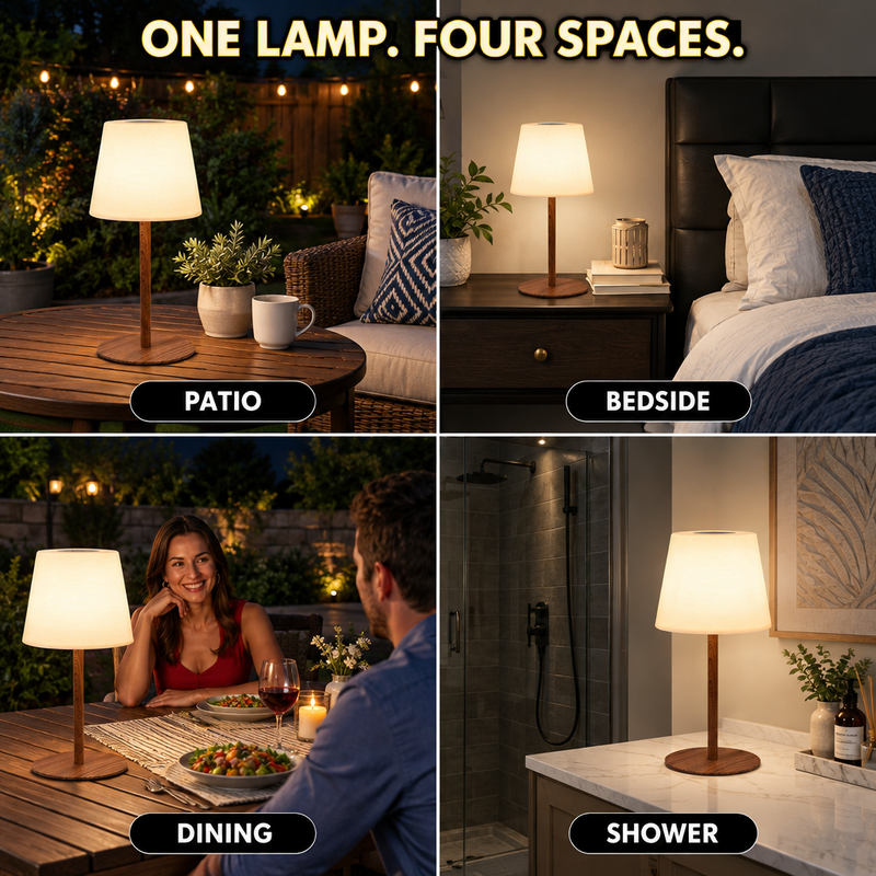 CORDLESS TABLE LAMP – RECHARGEABLE & WATERPROOF FOR SHOWER, BATHROOM AND OUTDOOR USE - 8