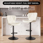 COUNTER BAR STOOLS SET OF 2 – ADJUSTABLE SWIVEL FAUX LEATHER SEATS - 8