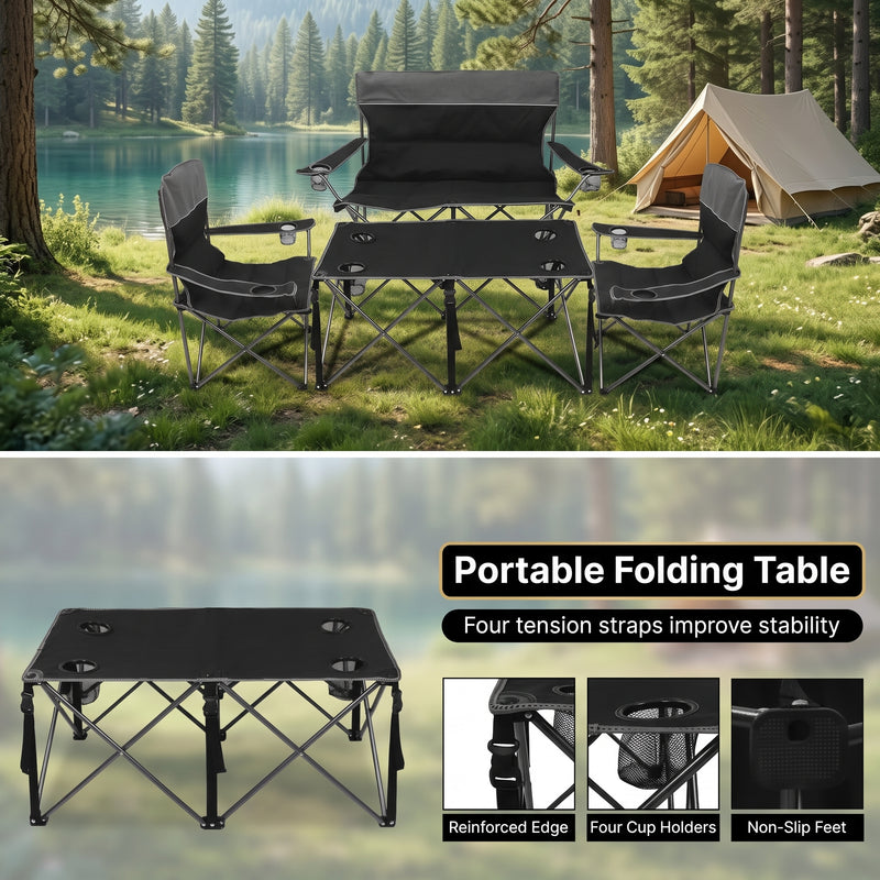 Outdoor 4-Piece Folding Chair and Table Set – Perfect for Camping and Picnics - 8