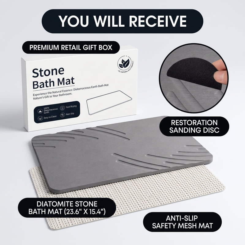 STONE BATH MAT – QUICK-DRY DIATOMACEOUS EARTH SHOWER MAT - 8