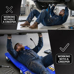 Low Profile Rolling Garage Creeper - Mechanic Creeper with Padded Headrest & Tool Trays, Under Car Roller for Automotive Repair, Rolling Car Creeper - 8
