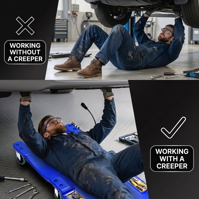 Low Profile Rolling Garage Creeper - Mechanic Creeper with Padded Headrest & Tool Trays, Under Car Roller for Automotive Repair, Rolling Car Creeper - 8