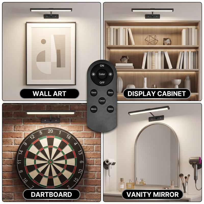 Picture Lights for Wall, Rechargeable Battery Operated LED Gallery Light Bar with Remote & Timer, Dimmable Wireless Wall Sconce for Paintings & Frames - 8