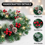 CHRISTMAS GARLAND WITH LIGHTS – PRE-LIT HOLIDAY GREENERY - 8