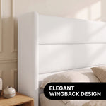 Lift-Up Storage Bed Frame with Upholstered Wingback Headboard - 8