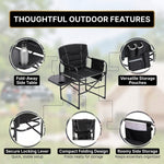 Camping Directors Chair, Heavy Duty,Oversized Portable Folding Chair with Side Table, Pocket for Beach, Fishing,Trip,Picnic,Lawn Blue - 8