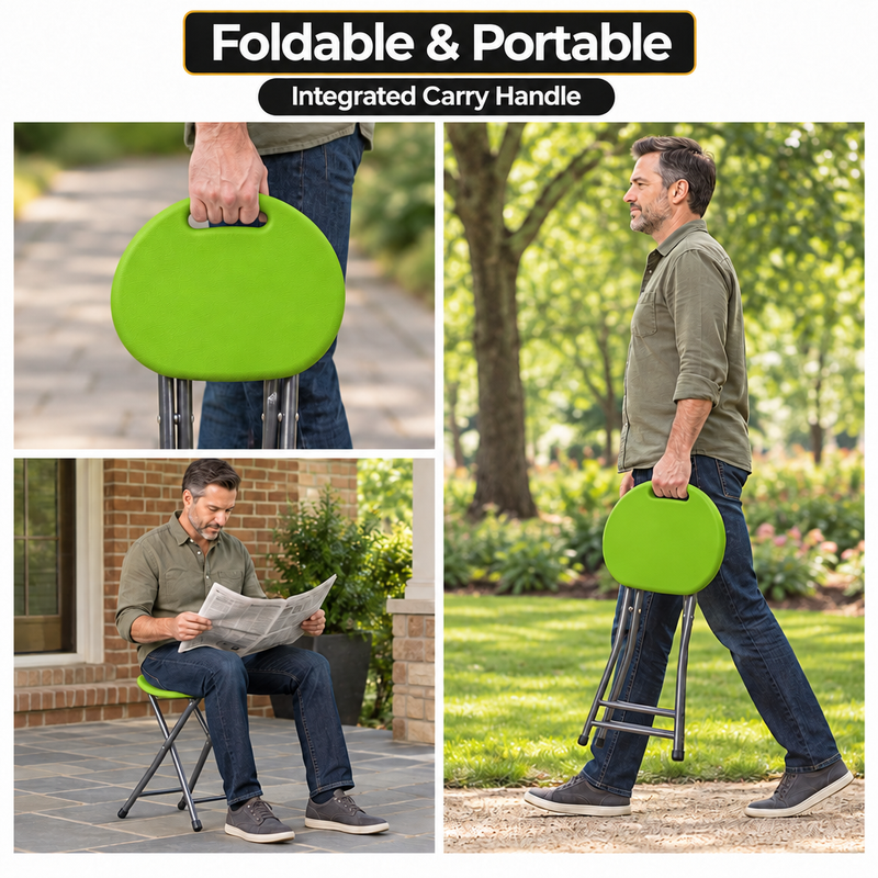 Folding Stool with Metal Frame – Indoor & Outdoor Seating - 8