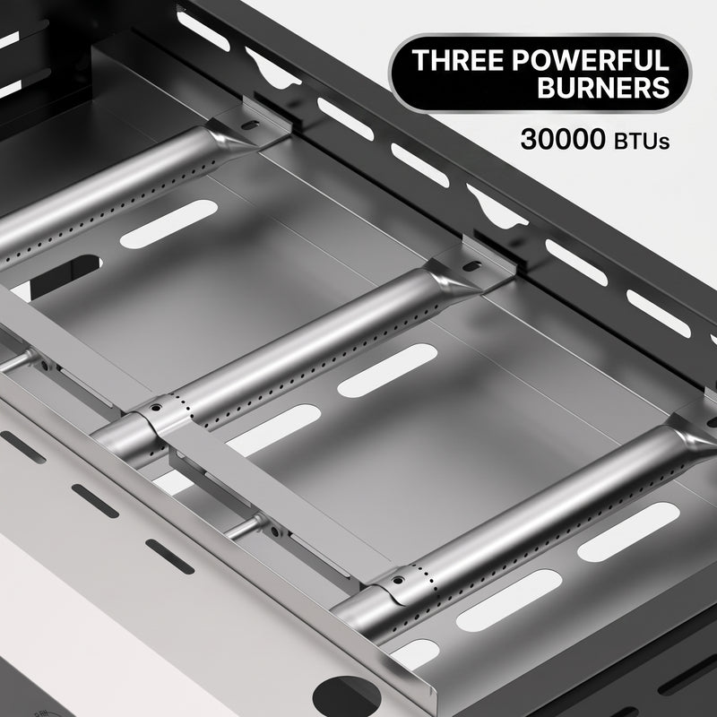 2 & 3 BURNER PORTABLE PROPANE FLAT TOP GRIDDLE – 20,000–45,000 BTU OUTDOOR GRIDDLE WITH SIDE SHELVES & CART - 8
