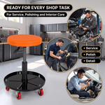 Pneumatic Rolling Mechanic Stool with Wheels – Adjustable Height Shop Stool with Tool Tray, 360° Swivel Seat for Garage & Workshop - 8