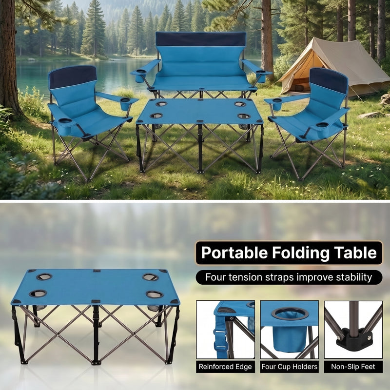 Outdoor 4-Piece Folding Chair and Table Set – Perfect for Camping and Picnics - 8