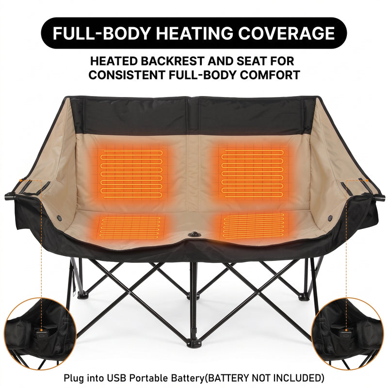 Heated Camping Chair for Adult Outdoor Activities - Portable Folding Heated Chair with 3 Adjustable Heat Levels, Heating Backrest Cushion Support 264LBS for Patio Camping (Battery Not Included) - 8