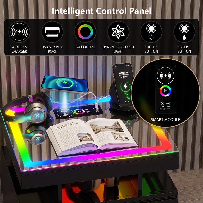 NIGHTSTAND WITH CHARGING STATION – LED, USB-C & DRAWERS - 8