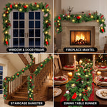 CHRISTMAS GARLAND WITH LIGHTS – PRE-LIT HOLIDAY GREENERY - 8