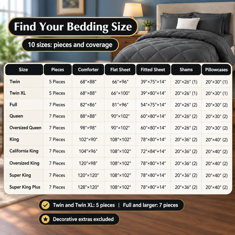 BEDDING SETS – 7-PIECE COMFORTER SET WITH SHEETS - 8