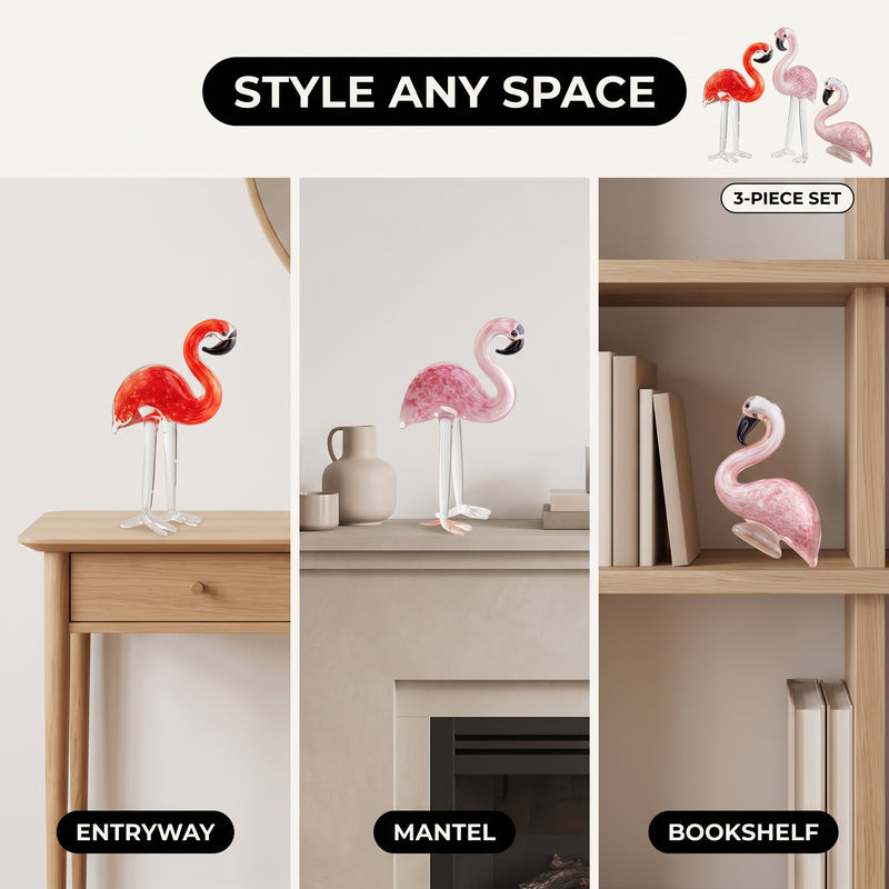Glass Flamingo Figurine – Hand-Blown Art Glass Decor - 8