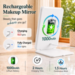 Portable LED Makeup Mirror – Rechargeable, Adjustable Brightness, Compact & Travel-Friendly - 8