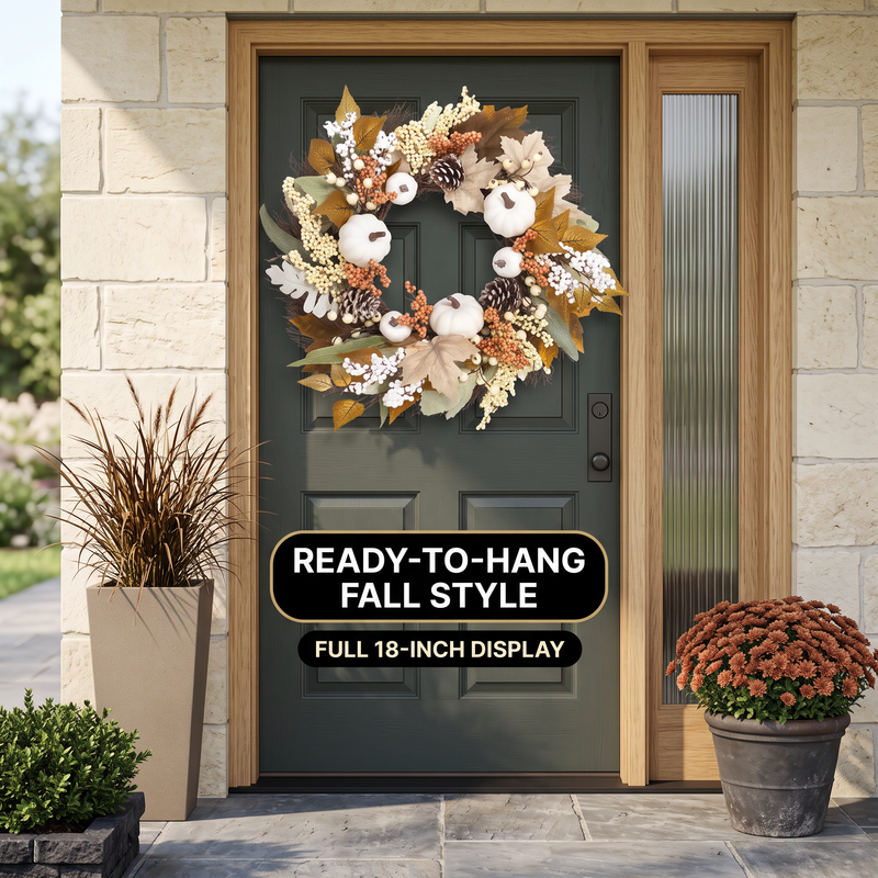 PUMPKIN WREATH FOR FRONT DOOR – FALL FARMHOUSE DÉCOR - 8