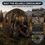 Hunting Blind with Floor Mat, 360 Degree See Through Ground Blind with Carrying Bag, 2/3/4 Person Pop Up Camouflage Tent Portable Concealed Shelter - 8